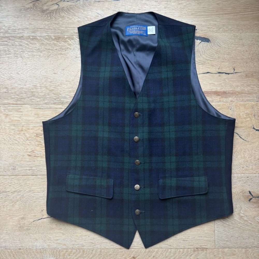 🔥PENDELTON  Vintage Tartan Blackwatch Vest WOOL  Sz 42 USA NEW PriceFirm